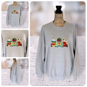 Handcrafted Embroidered Western Latte Sweatshirt | New Size XL